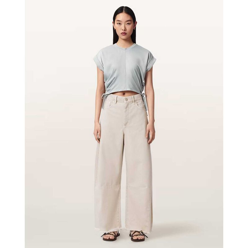AllSaints Mira Cropped Satin Drawcord Tee image number 2